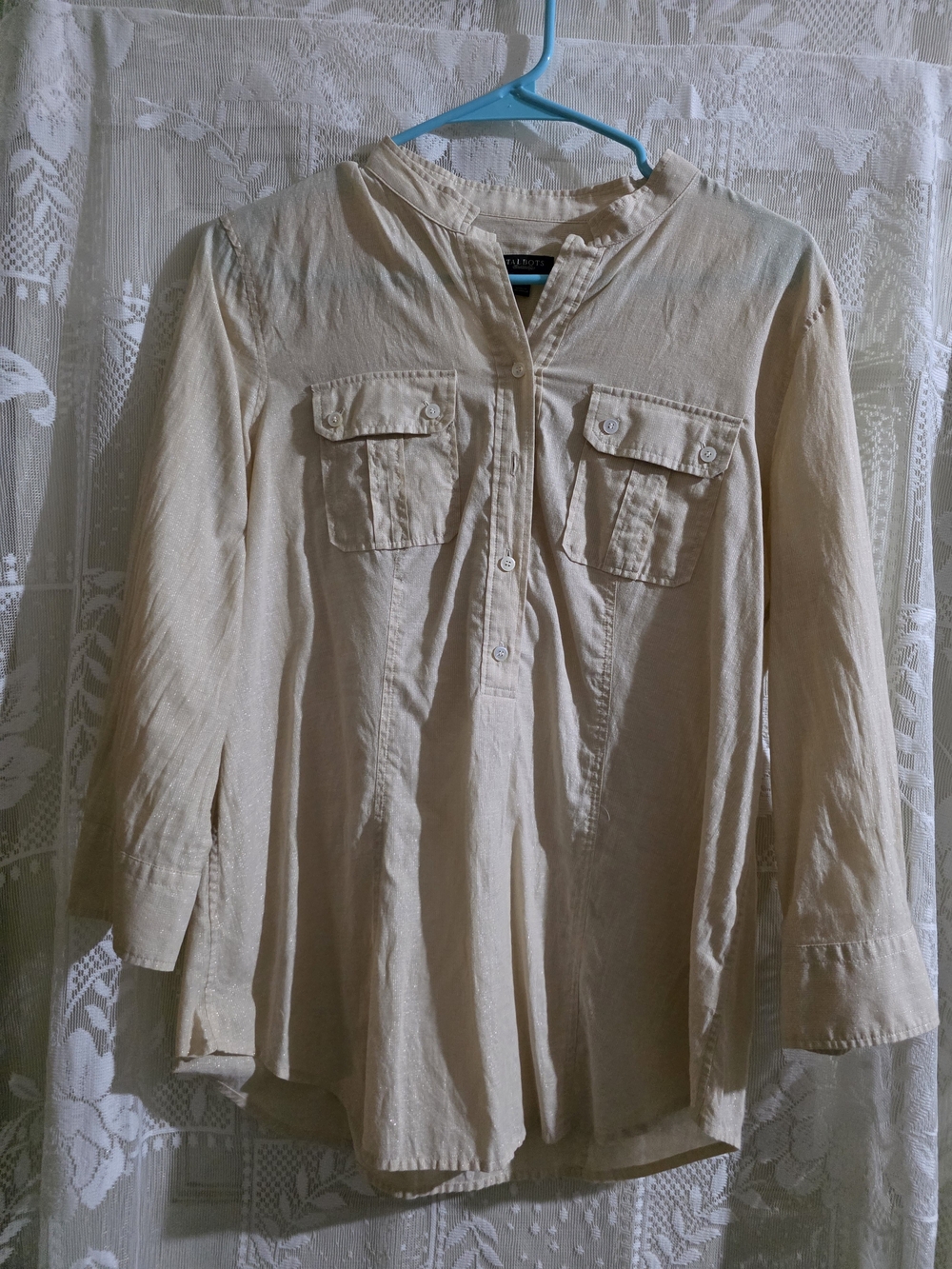 Talbots Cream Button-Front Utility Shirt